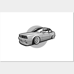 Silver Gray E30 Classic Coupe Posters and Art